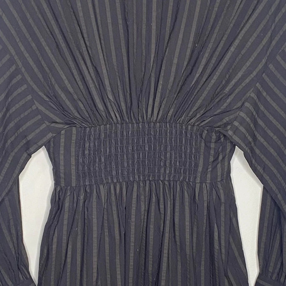 C/MEO Collective Long Sleeve Pinstripe Smocked Reform Midi Shirt Dress Small - Picture 9 of 10